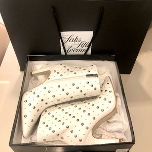 Saks 5th Avenue white, studded booties - size 7.5.  Never worn!